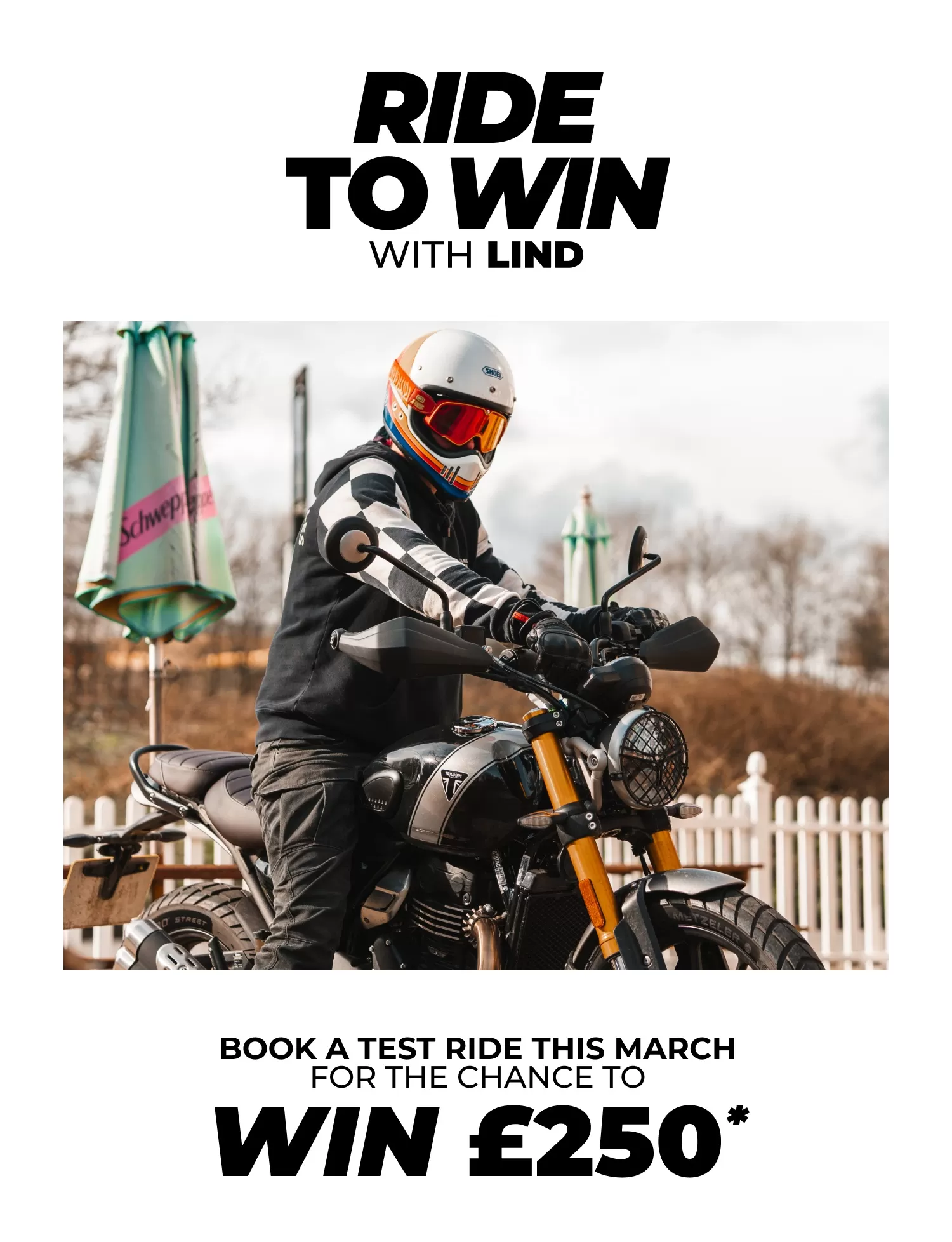 Motorcycle test ride to win £250