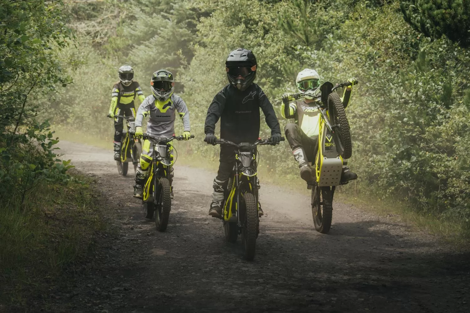The new Triumph TXP electric bike range riding through the woods