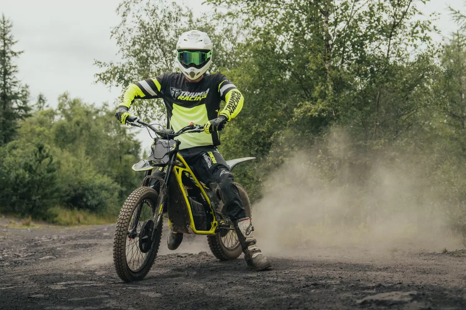 Triumph TXP-24 electric motorcycle on a dirt track