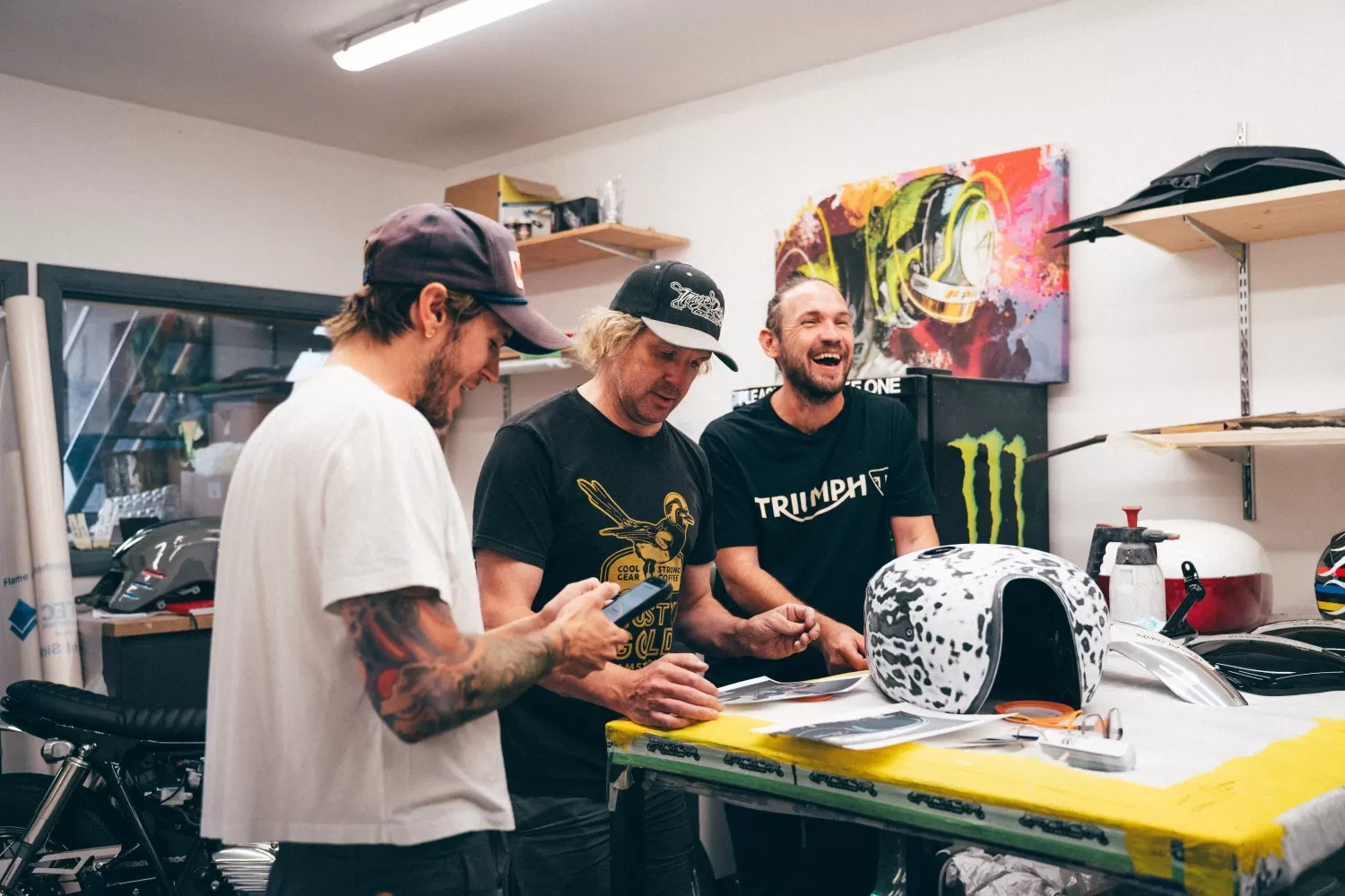 Charlie at the Image Design Custom workshop with Dougie Poynter