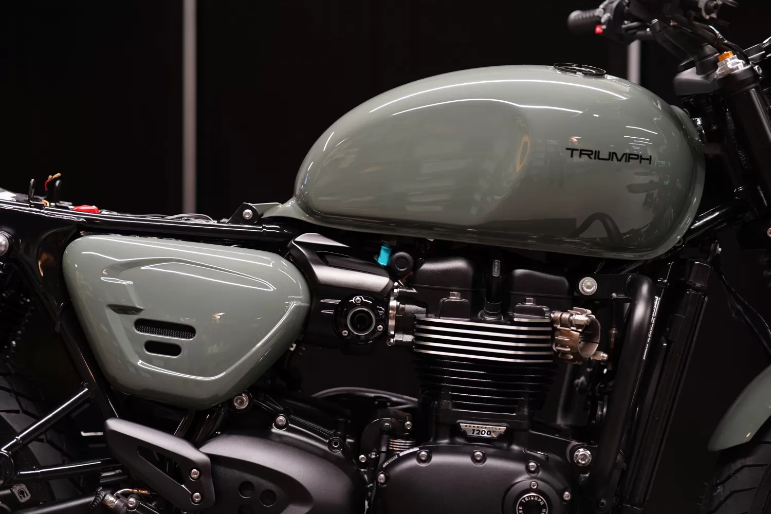 Teaser image of new Triumph Custom build from LIND x Stockwell Design