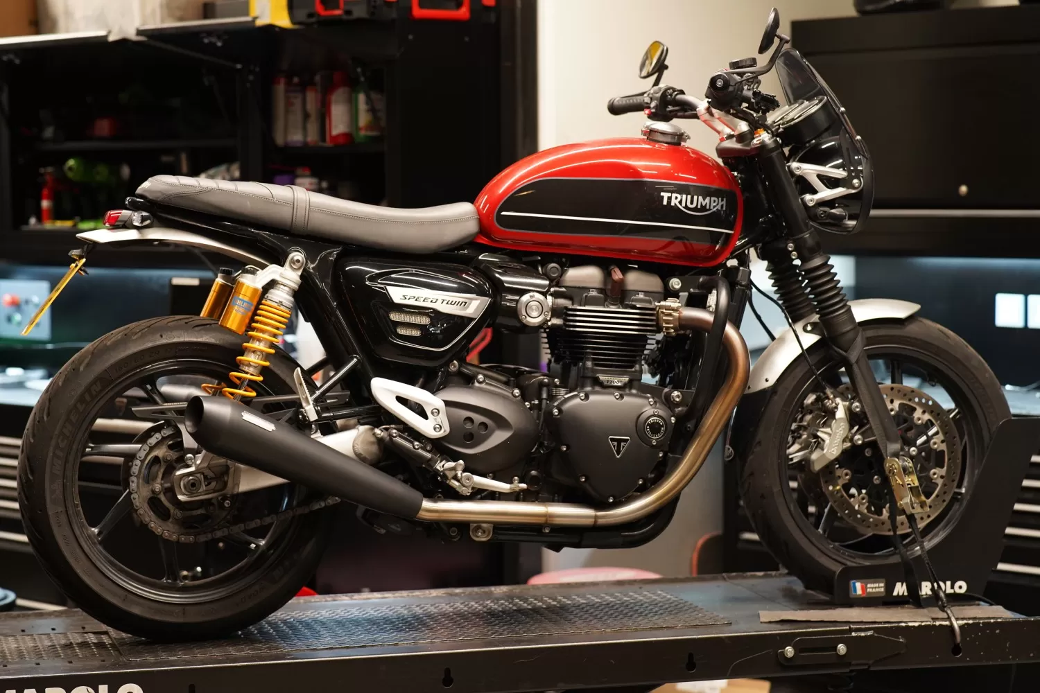 Custom Triumph Highland Speed Twin by LIND x Stockwell Design at Triumph London