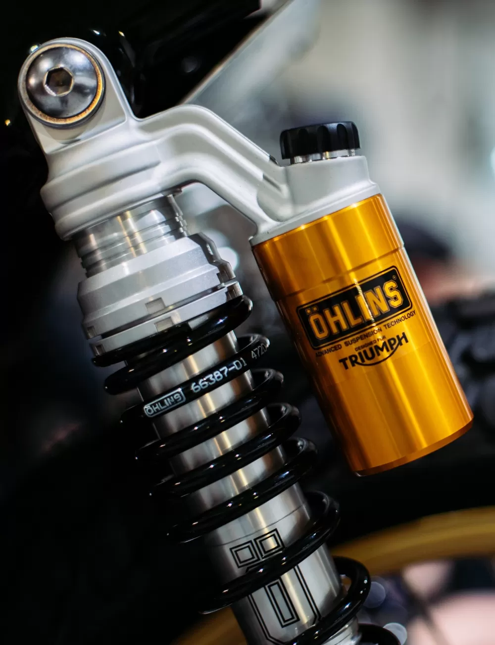 Ohlins Suspension on Custom Triumph Speed Twin by Stockwell Design